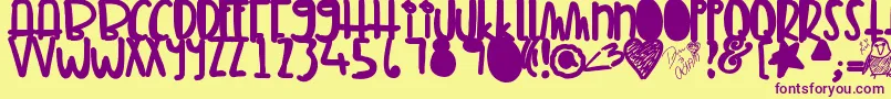 Tunamelt Font – Purple Fonts on Yellow Background