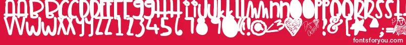 Tunamelt-Schriftart – Weiße Schriften auf rotem Hintergrund