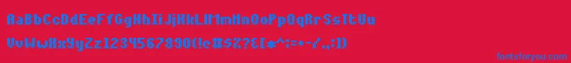 Notalot35-fontti – siniset fontit punaisella taustalla