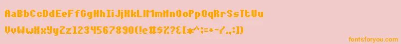 フォントNotalot35 – オレンジの文字がピンクの背景にあります。