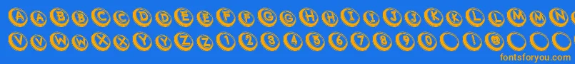 Com Font – Orange Fonts on Blue Background