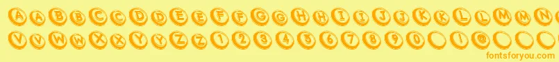 フォントCom – オレンジの文字が黄色の背景にあります。