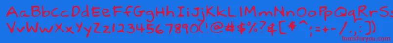 Lehn037 Font – Red Fonts on Blue Background