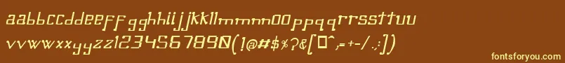 OmellonsMediumitalic-fontti – keltaiset fontit ruskealla taustalla