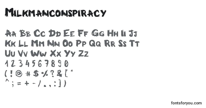 Schriftart Milkmanconspiracy – Alphabet, Zahlen, spezielle Symbole