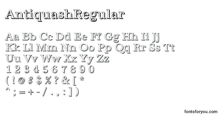 Schriftart AntiquashRegular – Alphabet, Zahlen, spezielle Symbole