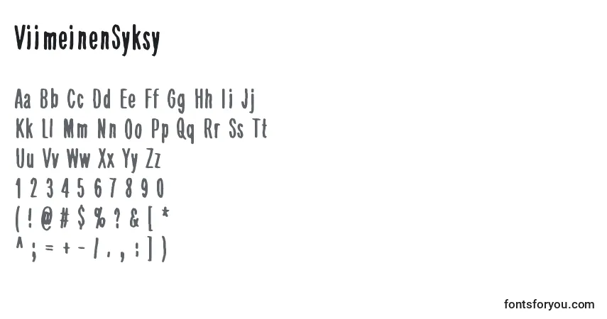 Czcionka ViimeinenSyksy – alfabet, cyfry, specjalne znaki