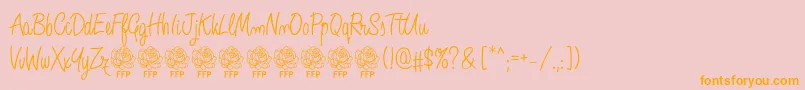 AngeliqueRoseFontFfp-Schriftart – Orangefarbene Schriften auf rosa Hintergrund