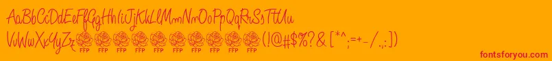 AngeliqueRoseFontFfp-Schriftart – Rote Schriften auf orangefarbenem Hintergrund