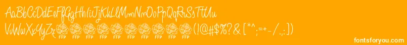 AngeliqueRoseFontFfp-Schriftart – Weiße Schriften auf orangefarbenem Hintergrund