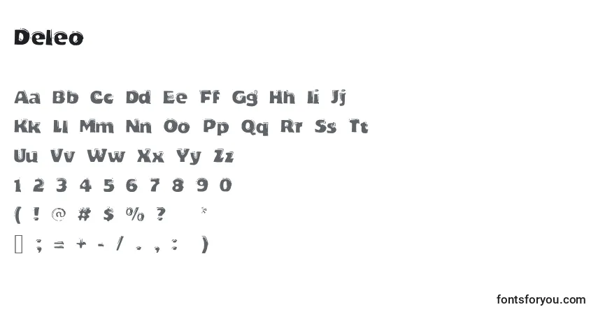 Schriftart Deleo – Alphabet, Zahlen, spezielle Symbole