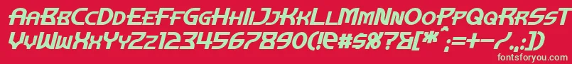 ManhattanTowerBoldItalic Font – Green Fonts on Red Background