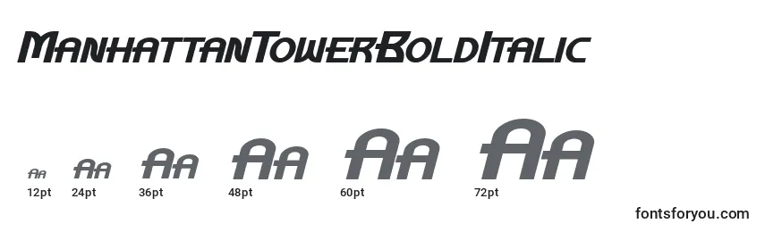 Размеры шрифта ManhattanTowerBoldItalic