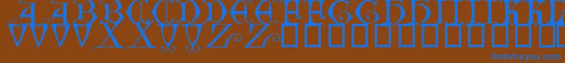 Czcionka BritishMuseum14thC – niebieskie czcionki na brązowym tle