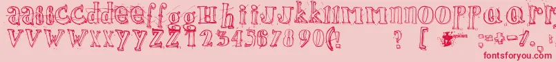フォントJamaistevie – ピンクの背景に赤い文字