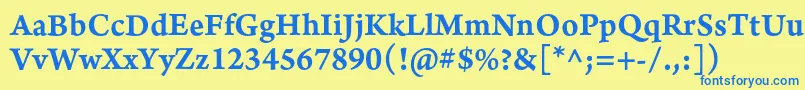 フォントArnoproSemibold08pt – 青い文字が黄色の背景にあります。