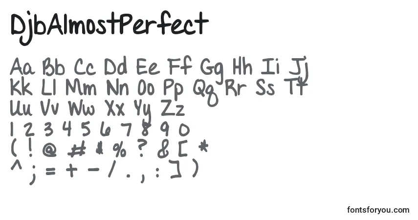 A fonte DjbAlmostPerfect – alfabeto, números, caracteres especiais