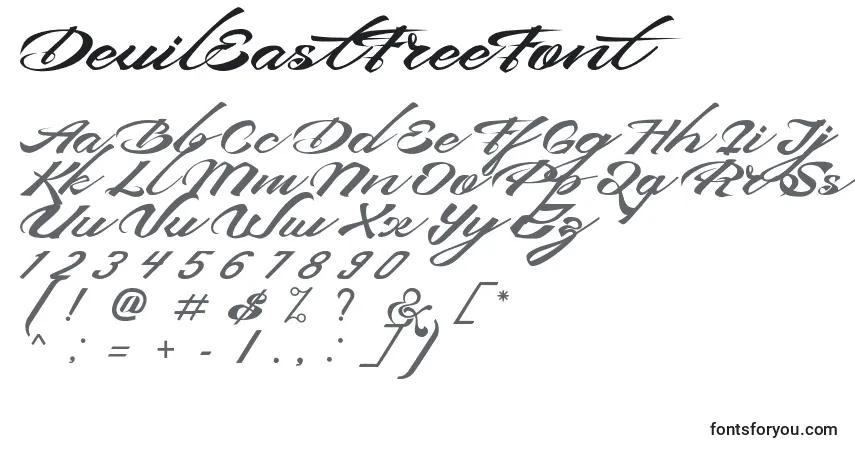 Czcionka DevilEastFreeFont (107716) – alfabet, cyfry, specjalne znaki