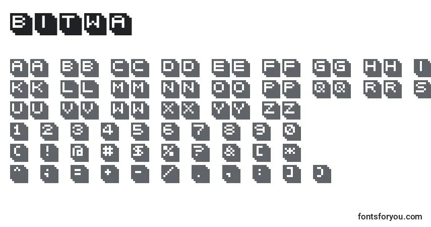 A fonte Bitwa – alfabeto, números, caracteres especiais