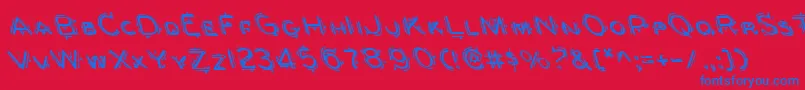 Fonte BerserkerLeftalic – fontes azuis em um fundo vermelho