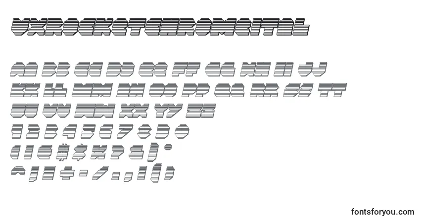 Schriftart Vxrocketchromeital – Alphabet, Zahlen, spezielle Symbole