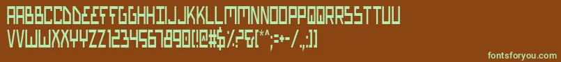 フォントBiotypc – 緑色の文字が茶色の背景にあります。