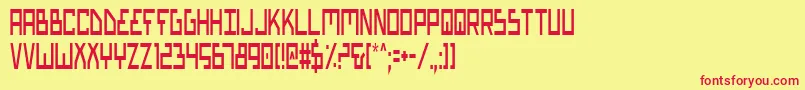 Biotypc-Schriftart – Rote Schriften auf gelbem Hintergrund