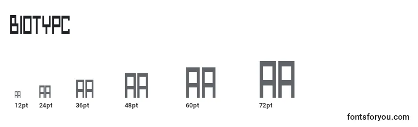 Biotypc Font Sizes