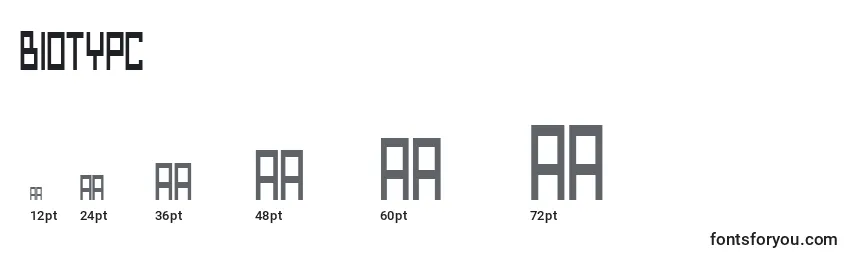 Größen der Schriftart Biotypc