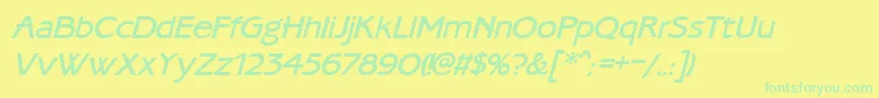 AmbassadoretypeMediumItalica Font – Green Fonts on Yellow Background