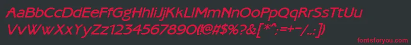 AmbassadoretypeMediumItalica-Schriftart – Rote Schriften auf schwarzem Hintergrund