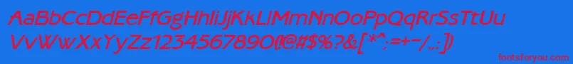 AmbassadoretypeMediumItalica Font – Red Fonts on Blue Background