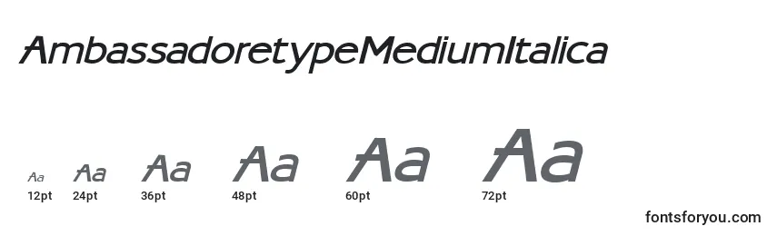 Размеры шрифта AmbassadoretypeMediumItalica