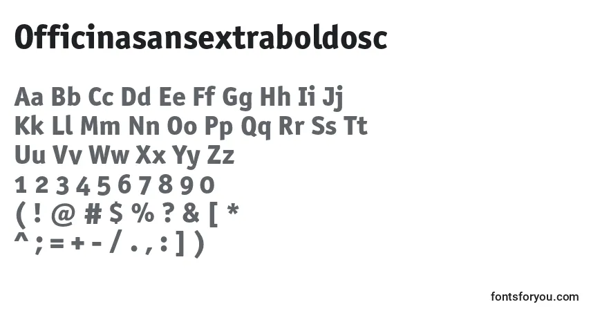 A fonte Officinasansextraboldosc – alfabeto, números, caracteres especiais