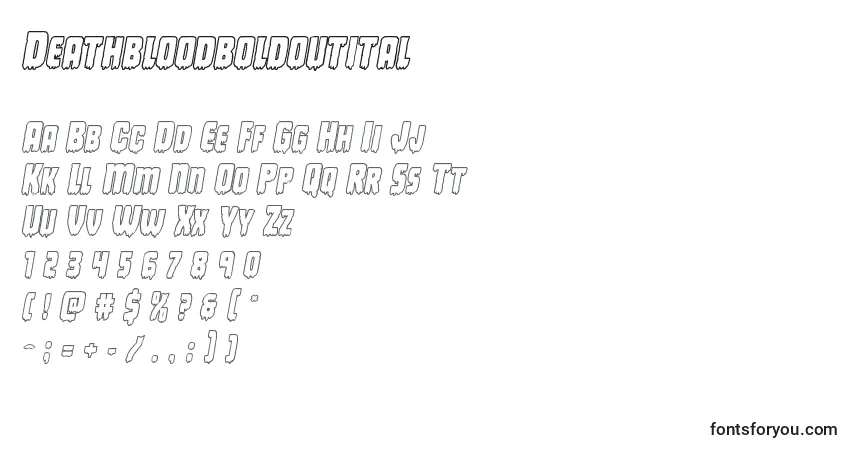 Deathbloodboldoutital Font – alphabet, numbers, special characters