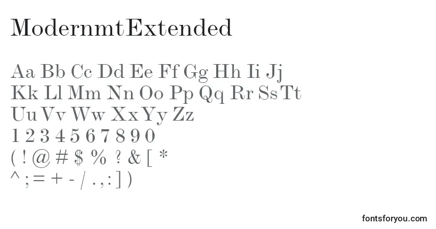 Schriftart ModernmtExtended – Alphabet, Zahlen, spezielle Symbole