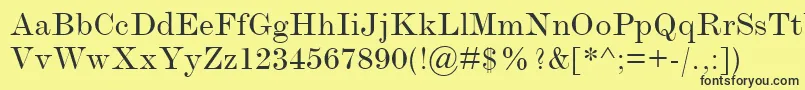 Fonte ModernmtExtended – fontes pretas em um fundo amarelo