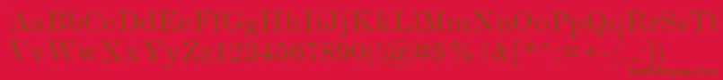 Fonte ModernmtExtended – fontes marrons em um fundo vermelho