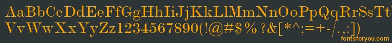 Fonte ModernmtExtended – fontes laranjas em um fundo preto