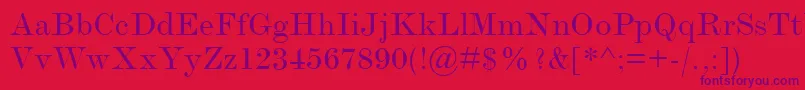 フォントModernmtExtended – 赤い背景に紫のフォント