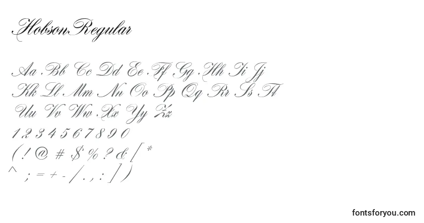 HobsonRegularフォント–アルファベット、数字、特殊文字