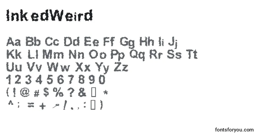 Czcionka InkedWeird – alfabet, cyfry, specjalne znaki