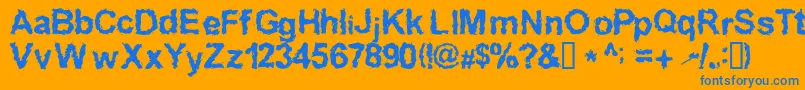 InkedWeird Font – Blue Fonts on Orange Background