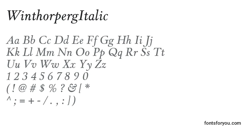 WinthorpergItalicフォント–アルファベット、数字、特殊文字