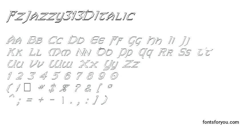 A fonte FzJazzy313DItalic – alfabeto, números, caracteres especiais