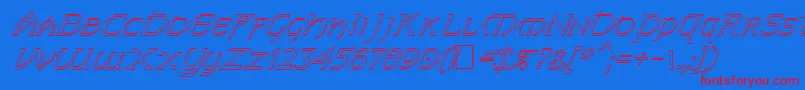 FzJazzy313DItalic-Schriftart – Rote Schriften auf blauem Hintergrund