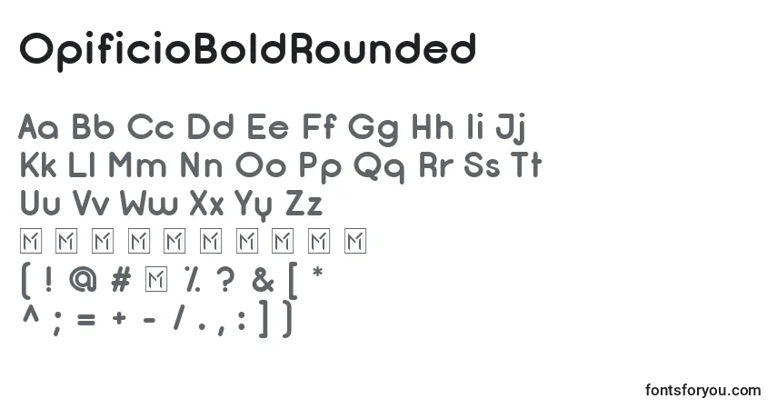 Czcionka OpificioBoldRounded – alfabet, cyfry, specjalne znaki