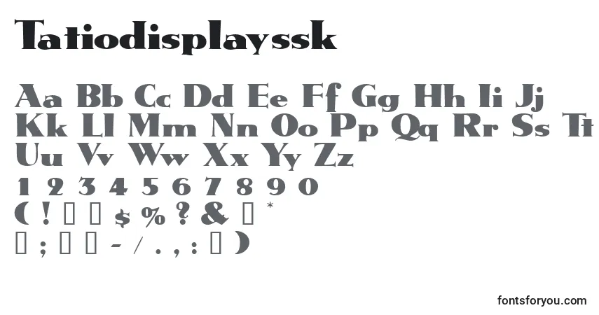 Tatiodisplayssk-fontti – aakkoset, numerot, erikoismerkit