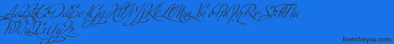 MinistryScriptStylisticHff-Schriftart – Schwarze Schriften auf blauem Hintergrund