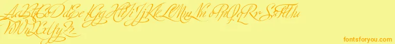 MinistryScriptStylisticHff Font – Orange Fonts on Yellow Background